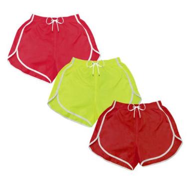Imagem de Kit 3 Short Praia Feminino Liso Neon Casual Treino Corrida - MP Moda M