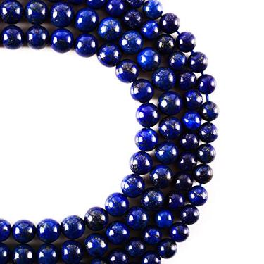 Imagem de RayLineDo® 47 peças 8 mm pedra lápis-lazúli azul natural contas redondas contas soltas atacado para fabricação de joias