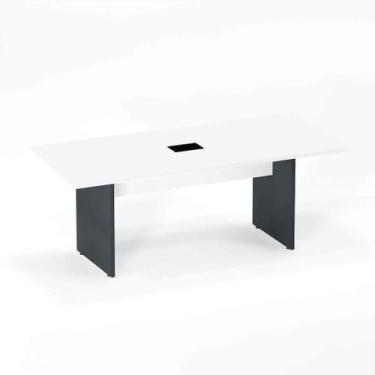 Imagem de Mesa Reunião Power Box Pé Painel P25 Pandin 2,6 M Branco e Grafito