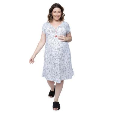 Imagem de Camisola Amamentação Coração com Botões Linda Gestante, G, Cinza, Mari