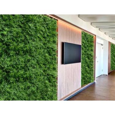 Imagem de 19 Placas Decorativas de Plantas Artificiais Permanentes Verde Painel 