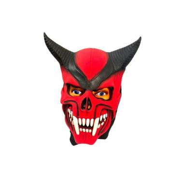 Imagem de Fantasia Máscara Ariano Vermelho com Chifres e dentes grande - Blook