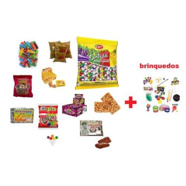 Imagem de Kit Doces p/ Crianças com 450 Doces, 50 brinquedos, 50 Sacos - Lynx pr