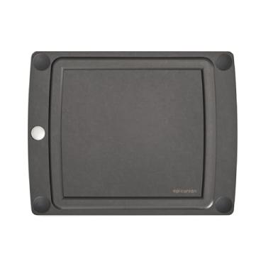 Imagem de Epicurean Tábua de corte multifuncional com pés antiderrapantes e sulcos para suco, 29,2 cm x 22,8 cm, ardósia/preta