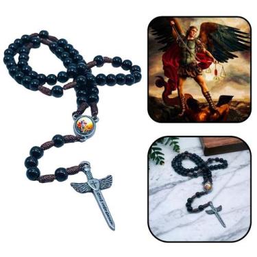 Imagem de Terço de São Miguel Arcanjo Preto Resina 8 mm - FORNECEDOR 6