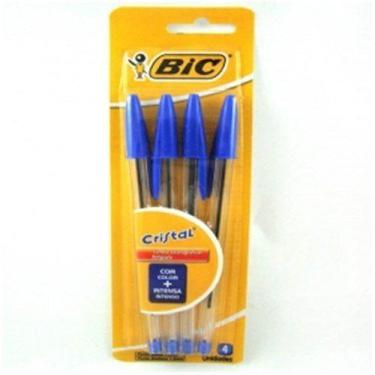 Imagem de Caneta Bic Cristal Azul Embalagem 4 Un