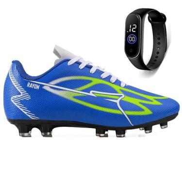 Imagem de Kit Chuteira Futebol Sintetica Campo Grama Natural + Relogio Adulto - 