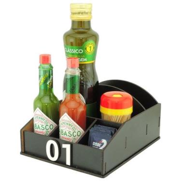 Imagem de 1 Porta Pimenta Azeite Guardanapos Sal Sachê Palito Restaurante Preto 