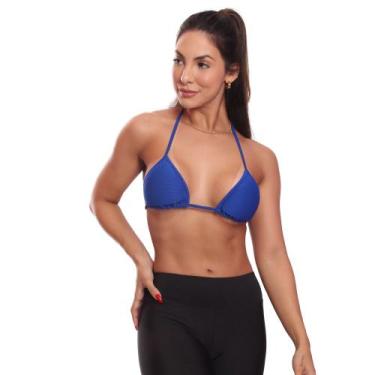 Imagem de Sutiã Biquíni Cortininha Tecido Anarruga - Brás e Cia, Azul royal, GG