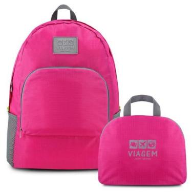 Imagem de Mochila Dobrável para Viagem Estampa Lisa Jacki Design Pink