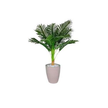 Imagem de Planta Artificial Árvore Palmeira 95cm Real Toque Kit + Vaso S. Bege 3