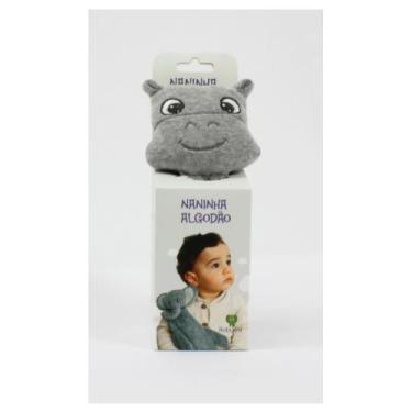 Imagem de Naninha Algodão com Prendedor Hipopótamo - Baby Pil, Cinza