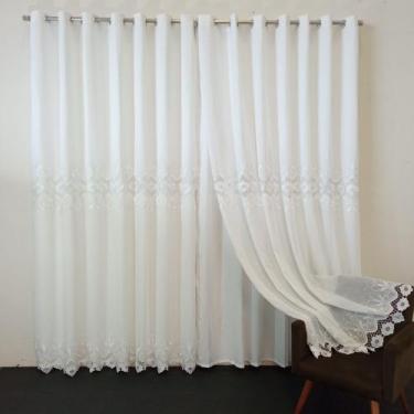 Imagem de Cortina Linho Guipir Forrada Luxo Bastão 6,00x2,50 - Salvatex Confecçõ