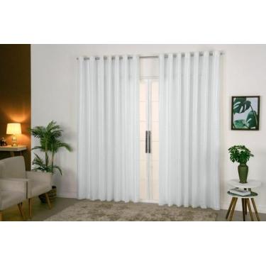 Imagem de Cortina Voil Xadrez 7X2,80 C/Forro Microfibra P Varão Branca - Bellatu