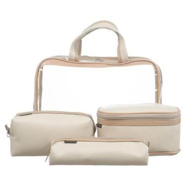 Imagem de Necessaire Feminina 4 Peças Bolsa Organizadora Viagem Estilo - PGB, Ro
