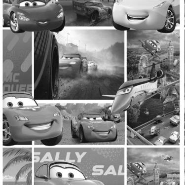 Imagem de Papel de Parede Infantil Carros Mcqueen Personagens Preto e Branco PPD