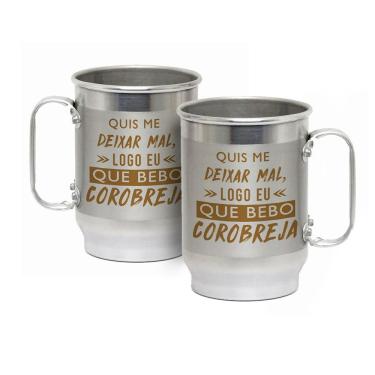 Imagem de Caneca Alumínio c/ Faixa Fosca 600ML Eu Que Bebo Corobreja