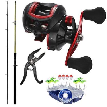 Imagem de Kit Pesca Carretilha 19 Rolamentos Com Vara Cmik 1,80Mts Alicate H.I E