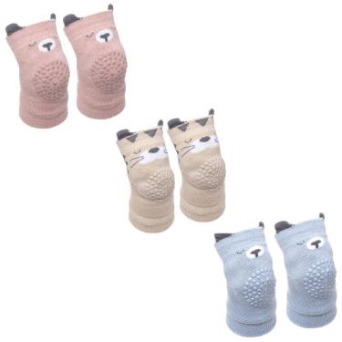 Imagem de Joelheira Antiderrapante Proteção Joelho Bebê +6 Meses com Estampa Animal Engatinhar Buba