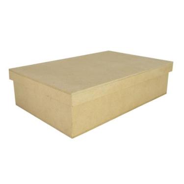 Imagem de Kit 5 Caixa Retangular Tampa Sapato 45x33x5 Para Folha A3 Mdf Madeira 