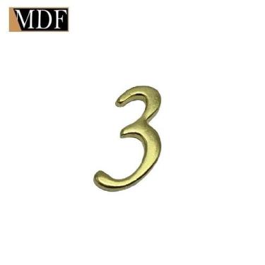 Imagem de Kit 5 Números para Artesanato Apliques 2,22 X 2,56cm  Zamac Dourado - 