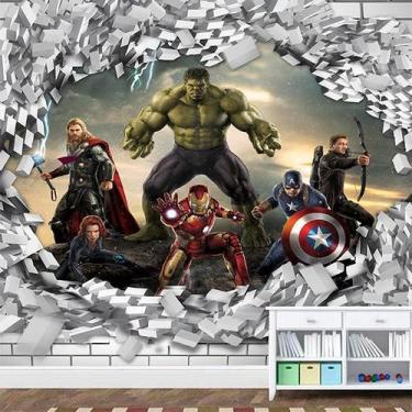 Imagem de Papel de Parede Adesivo Vingadores Marvel 3D Buraco Parede 1X1 - Final