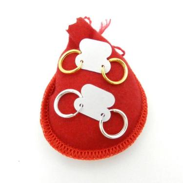 Imagem de Brinco Masculino 13Mm 2 Pares Folheado Ouro/Prata Br244