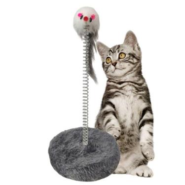 Imagem de Arranhador Gato Pet Ratinho Mola Guizo Brinquedo Interativo Felino Ani