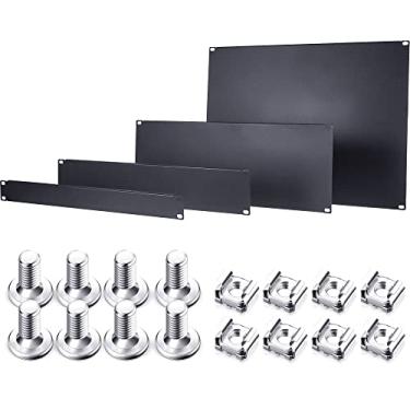 Imagem de 4 peças 1U, 2U, 4U, 8U painel em branco de metal para montagem em rack de metal espaçador de painel de montagem em painel de 48 cm kit de painel de anulação de rack para gabinete de servidor de