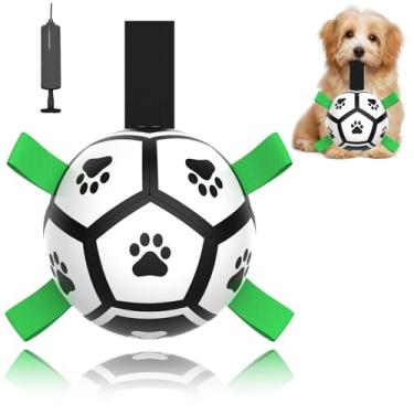 Imagem de Domchan Hominy Dog Toys Bola de Futebol com Alças, Brinquedos Interativos para Cães para Cabo de Guerra, Presentes de Aniversário para Filhotes, Brinquedo de Puxar para Cães, Brinquedo Aquático para C