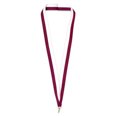 Imagem de PinMart Fita de pescoço multicolorida – Porta-prêmios para medalhas e medalhões – Cordão de fita colorido em branco com clipe