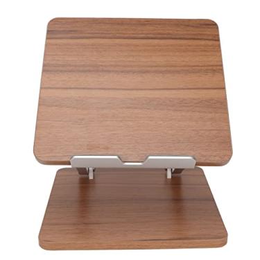 Imagem de Suporte de Madeira para Laptop, Ergonômico, Liga de Alumínio, Cor de Madeira Profunda, Suporte de Escritório para Telefones Celulares, Tablet