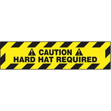 Imagem de Accuform Placa adesiva de vinil PSR280, legenda "Caution Hard Hat Required", 15 cm de comprimento x 61 cm de largura x 0,1 cm de espessura, preto em amarelo, 15 cm de altura, 61 cm de largura, 15 cm