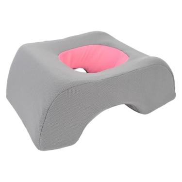 Imagem de Travesseiro Facial de Espuma Viscoelástica Macio e Adequado para a Pele Com Design Ergonômico para Cama de Beleza, Com Furos Ocos para Cama de Massagem, 11x21x30cm (Cinza Rosa)