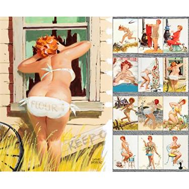 Imagem de HILDA CHUBBY PINUP GIRL Cartões de felicitações 12 cartões grandes ~ Hilda Daily Homework ~ Modelo de pinup sexy plus size em maiô floral, desenhos animados vintage engraçados por Duane Bryers