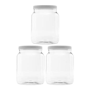 Imagem de CLEARVIEW CONTAINERS Frasco de plástico transparente de 1/2 galão - pacote com 3 | recipientes e organização (frasco de 64 onças)