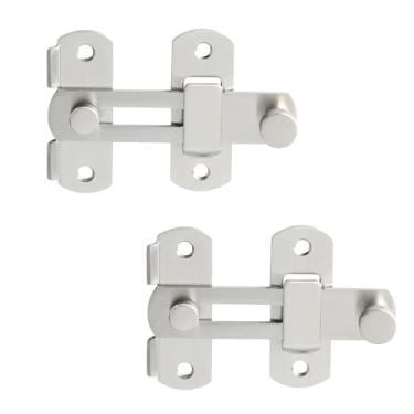 Imagem de Alise 2 travas para portão de trinco, ferragens de portão de aço inoxidável SUS304 de 10 cm, trava de segurança para cerca de madeira de celeiro, portas francesas deslizantes. MS9500LS-2P níquel