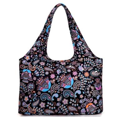 Imagem de HAWEE Bolsa tote com compartimento de guarda-chuva molhado e bolsa de ombro com zíper para laptop de 13,3 polegadas para mulheres trabalhar/compras/enfermagem, Paisley, One Size, Utilitário