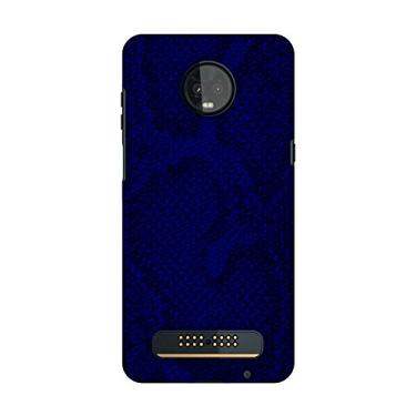 Imagem de AMZER Capa rígida de encaixe feita à mão feita à mão para Motorola Moto Z3 Play – Cor azul escuro pele HD