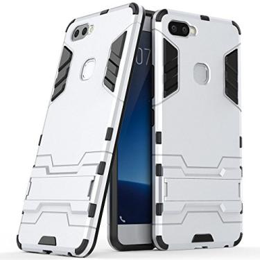 Imagem de MaiJin Capa para VIVO X20 Plus (16.3 cm) 2 em 1 à prova de choque com recurso de suporte, capa protetora híbrida de camada dupla Armor Defender (prata)