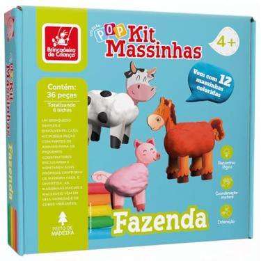Imagem de Brincadeira de Criança Massa de Modelar Kit de Massinha Criativa 12 Cores Fazenda