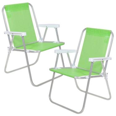 Imagem de Cadeira de Praia Alta Sannet Alumínio com 2 Unidades Verde BEL