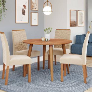 Imagem de Sala de Jantar Dani sem Vidro 109 com 4 Cadeiras Clarice Cinamomo/Madeira/Nude