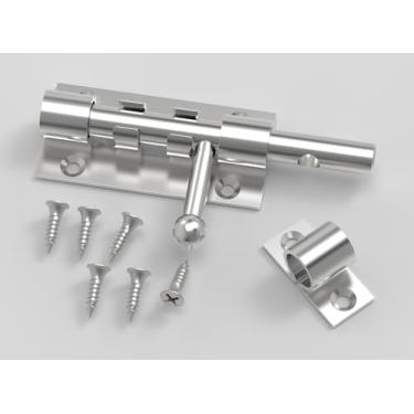 Imagem de Fechadura de porta de entrada sem chave, trava de metal de segurança para porta, travas deslizantes resistentes para portas externas com ferragens para fechadura para cercas de madeira, portas de