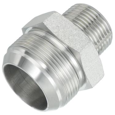 Imagem de PATIKIL Conectores de mamilo redutores hexagonais adaptador de tubo 1-7/20.3 cm macho 37° Flare JIC x 2.5 cm macho NPT, adaptador de bocal redutor de encaixe de tubulação encaixe hidráulico de aço