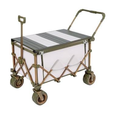 Imagem de carroça Carrinho de vagão oxford com rodas dobrável liga de alumínio utilitário vagão de mercearia acampamento carrinho de jardim para transportar cargas pesadas dobrável