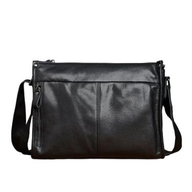 Imagem de Bolsa de ombro casual masculina, bolsa crossbody de couro genuíno para homens, bolsa de couro de vaca, bolsa mensageiro de negócios