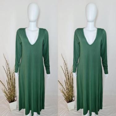 Imagem de Vestido Longo Gola V Manga Longa Com Bolso Moda Femenina  - nascimento