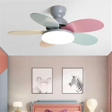Imagem de Ventilador de teto com iluminação LED de estilo moderno nórdico, simples, ideal para sala de estar, restaurante,quarto e quarto infantil(1 unidade) (Estilo 15)