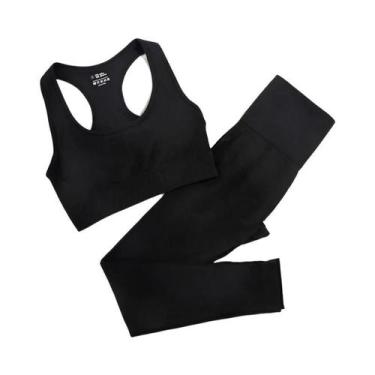 Imagem de Conjunto de Yoga Sem Costura Feminino - Roupas de Ginástica e Fitness,